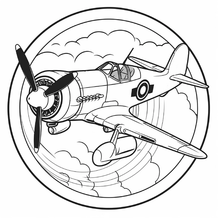 malvorlage-flugzeug-in-den-wolken-fuer-kreative-ausmalstunden