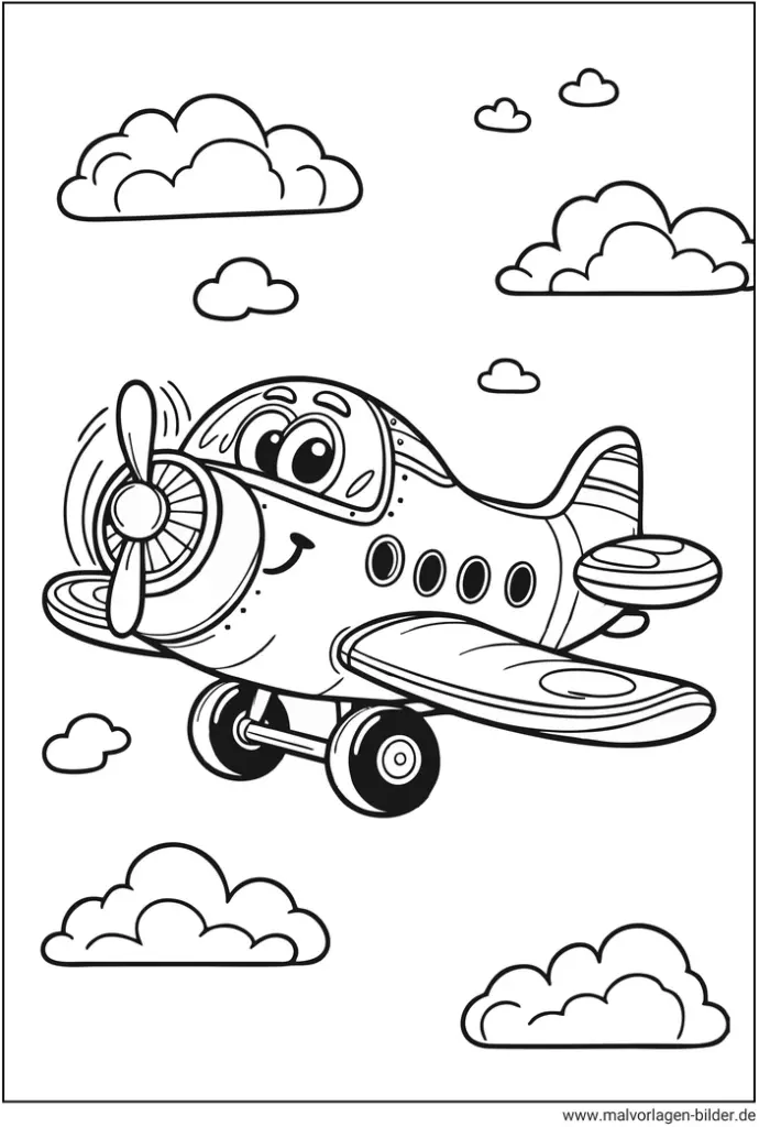 malvorlage-flugzeug-mit-gesicht-ausmalen