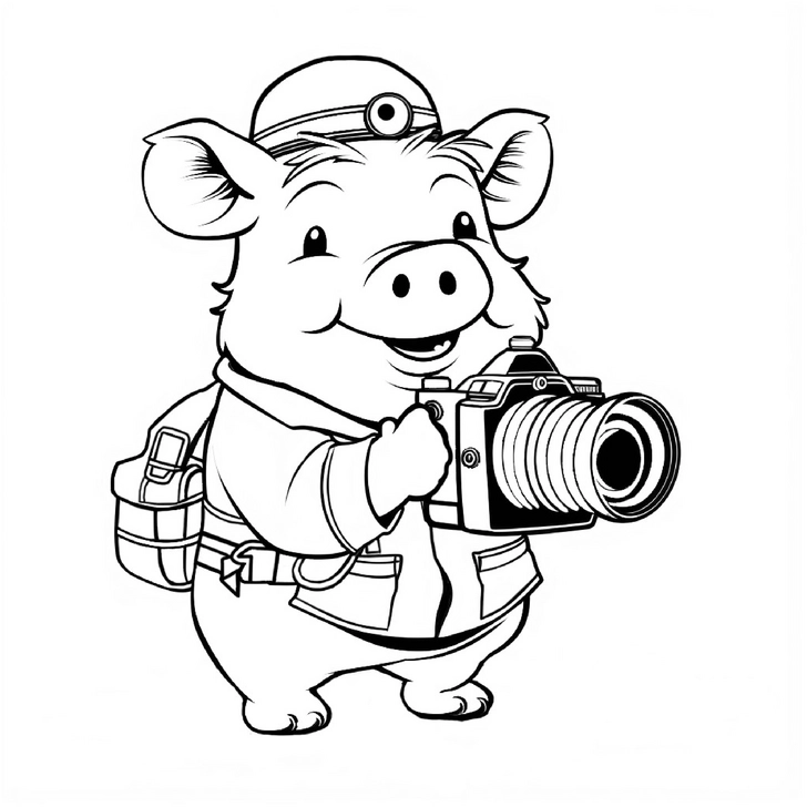 malvorlage-fotograf-schwein-mit-kamera