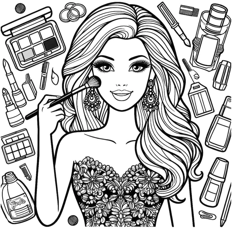 malvorlage-frau-mit-kosmetik-und-make-up