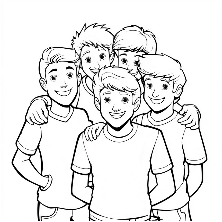 malvorlage-freunde-in-froehlicher-pose
