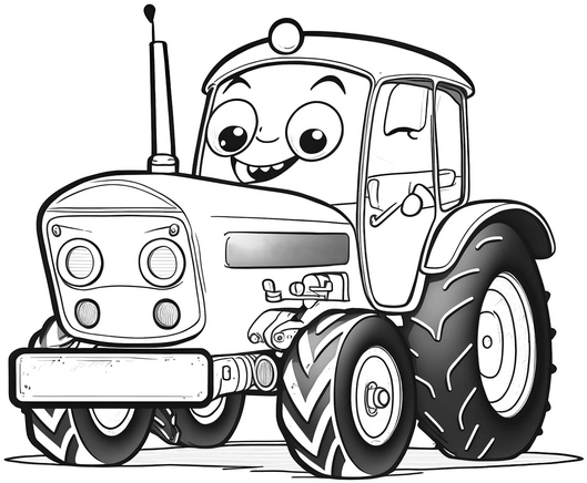 malvorlage-freundlicher-cartoon-traktor-ausmalbild