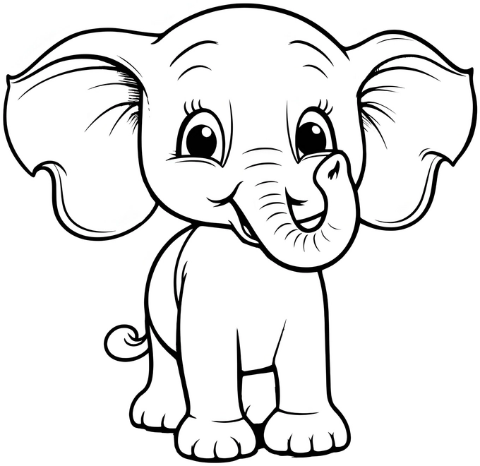 malvorlage-freundlicher-elefant-mit-grossem-laecheln