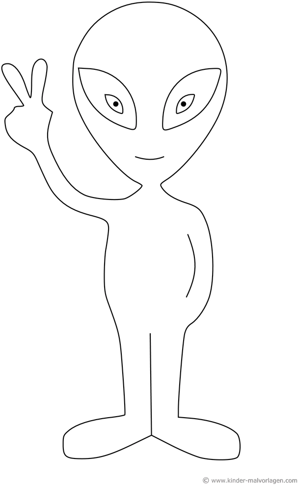 malvorlage-freundliches-alien-mit-peace-zeichen