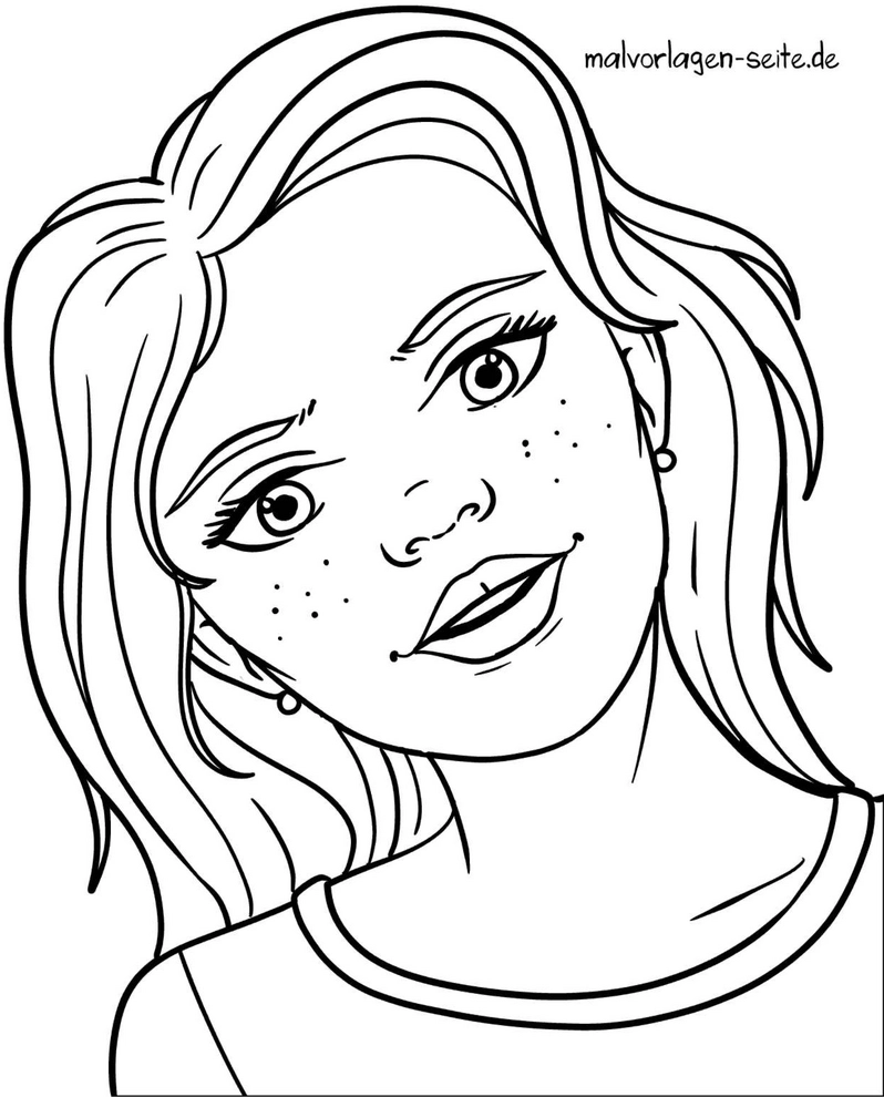 malvorlage-freundliches-maedchen-mit-sommersprossen