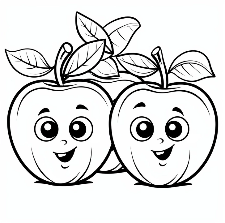 malvorlage-froehliche-aepfel-mit-gesichtern