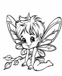malvorlage-froehliche-fee-mit-bunten-fluegeln-und-blaettern