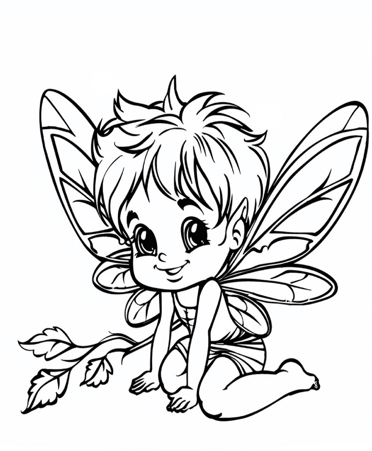 malvorlage-froehliche-fee-mit-bunten-fluegeln-und-blaettern