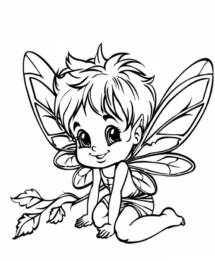 malvorlage-fröhliche-fee-mit-grossen-flügeln-und-blättern