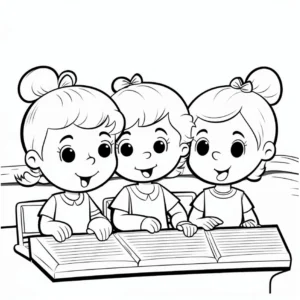 malvorlage-fröhliche-kinder-am-tisch