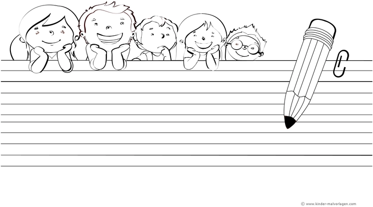 malvorlage-fröhliche-kinder-und-bleistift-zum-ausmalen