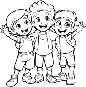 malvorlage-froehliche-kinderfreundschaft