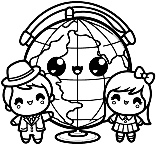 malvorlage-fröhliche-menschen-und-weltkugel