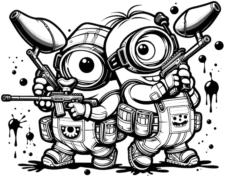 malvorlage-fröhliche-paintball-figuren-ausmalen