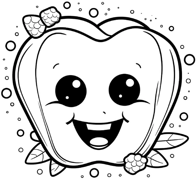 malvorlage-froehliche-paprika-mit-pflanzen-und-blueten