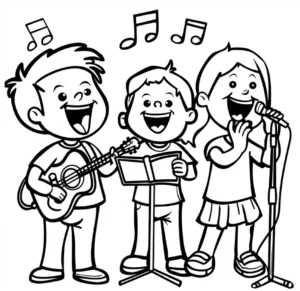 malvorlage-froehliche-saenger-mit-musikinstrumenten