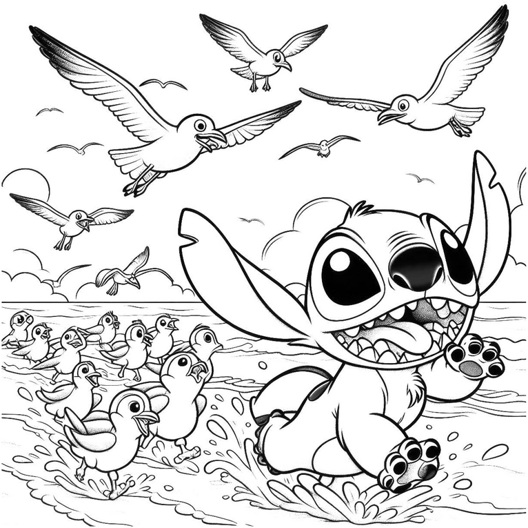 malvorlage-fröhliche-tiere-am-wasser