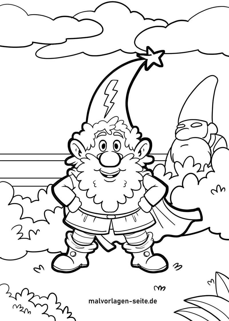 malvorlage-fröhliche-zwerge-im-garten