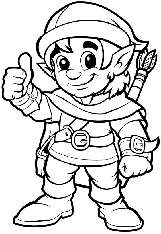 malvorlage-froehlicher-abenteurer-mit-daumen-hoch