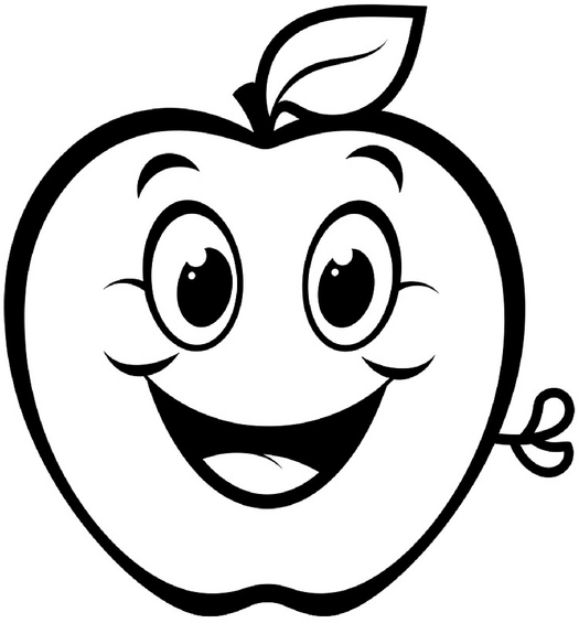 malvorlage-froehlicher-apfel-mit-gesicht-und-blatt
