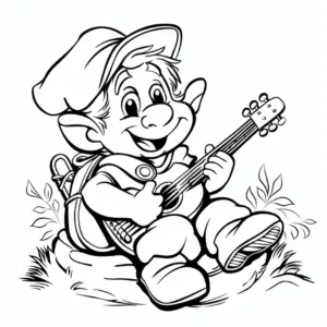 malvorlage-froehlicher-charakter-mit-gitarre-im-freien