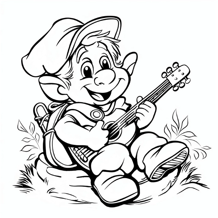 malvorlage-froehlicher-charakter-mit-gitarre-im-freien