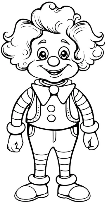 malvorlage-froehlicher-clown-mit-buntem-outfit