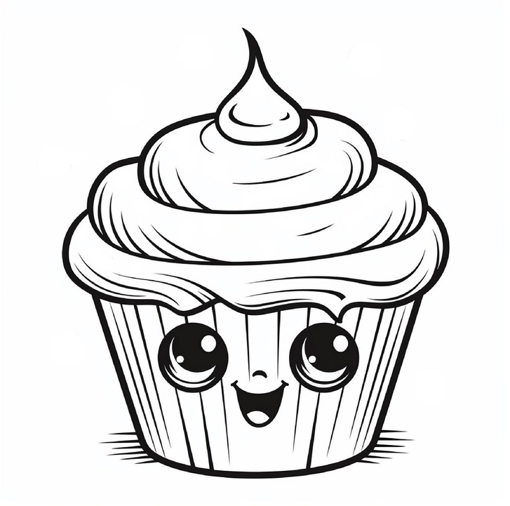 malvorlage-froehlicher-cupcake-mit-grossen-augen