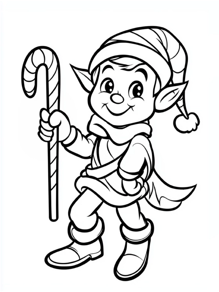 malvorlage-froehlicher-elf-mit-zuckerstange