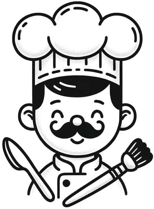 malvorlage-froehlicher-koch-mit-loeffel-und-pinsel