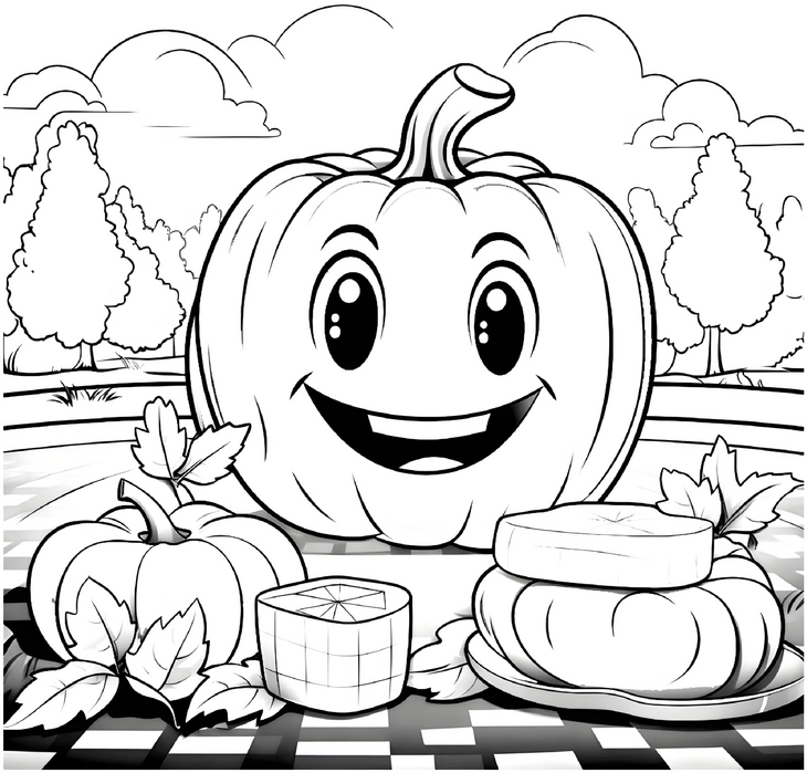 malvorlage-froehlicher-kuerbis-beim-picknick