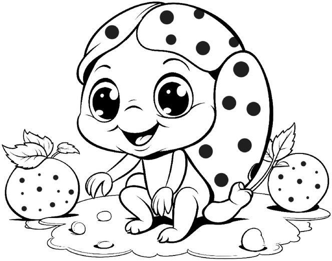 malvorlage-froehlicher-marienkaefer-mit-fruechten