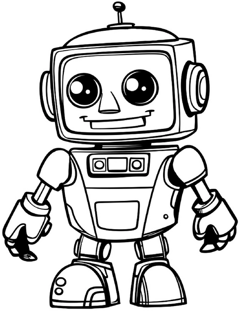 malvorlage-froehlicher-roboter-ausmalbild