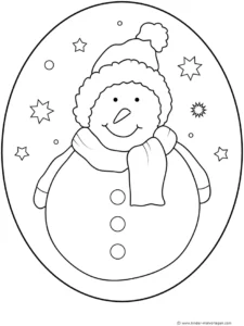 malvorlage-froehlicher-schneemann-im-winter