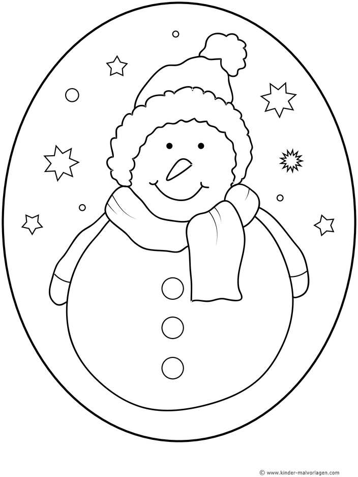 malvorlage-froehlicher-schneemann-im-winter