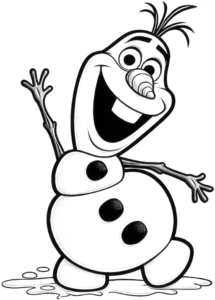 malvorlage-froehlicher-schneemann-karottennase-knopfe