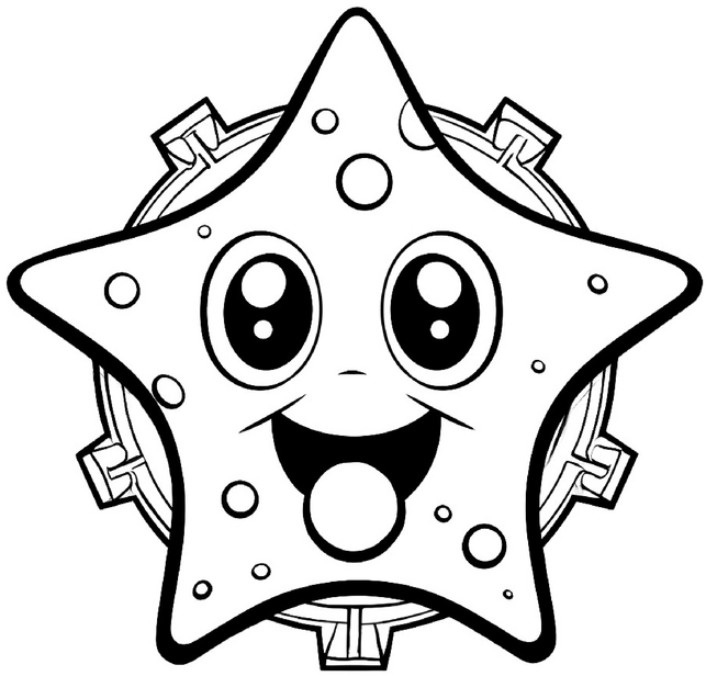 malvorlage-froehlicher-stern-mit-himmel-und-planetern