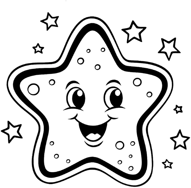 malvorlage-froehlicher-stern-mit-kleinen-sternen