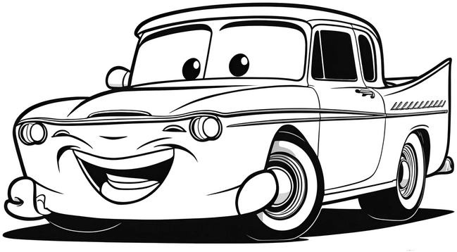 malvorlage-froehliches-auto-mit-grossen-augen-und-laecheln