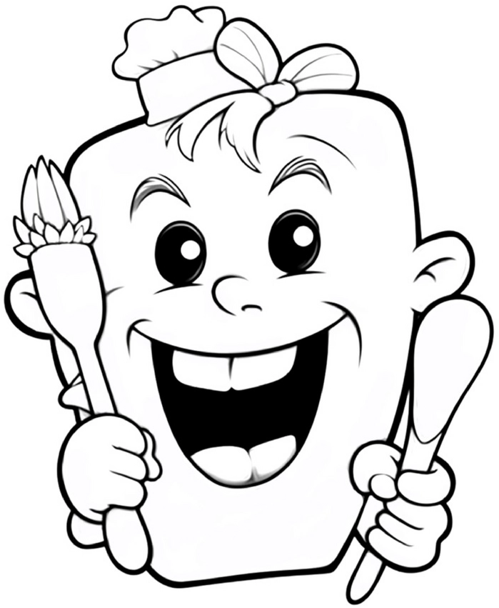 malvorlage-froehliches-kind-mit-besteck-und-kochhut