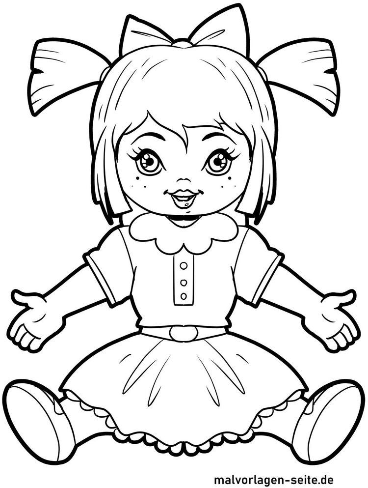 malvorlage-froehliches-kind-mit-schleifen-und-kleid