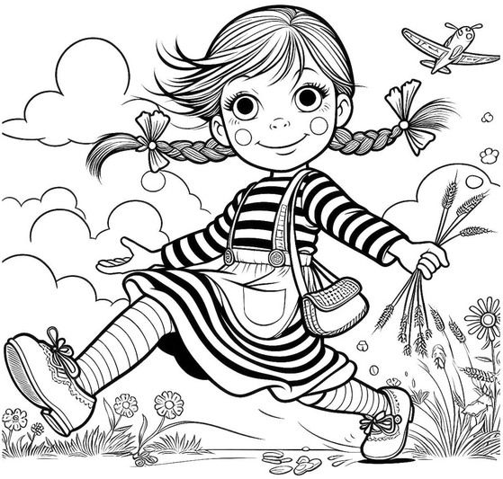 malvorlage-froehliches-maedchen-mit-aehren-in-der-natur