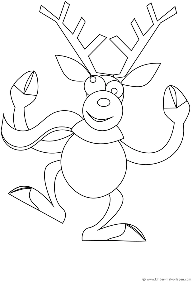malvorlage-froehliches-rentier-mit-schal