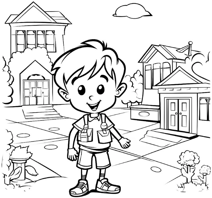 malvorlage-froehliches-schulkind-in-nachbarschaft