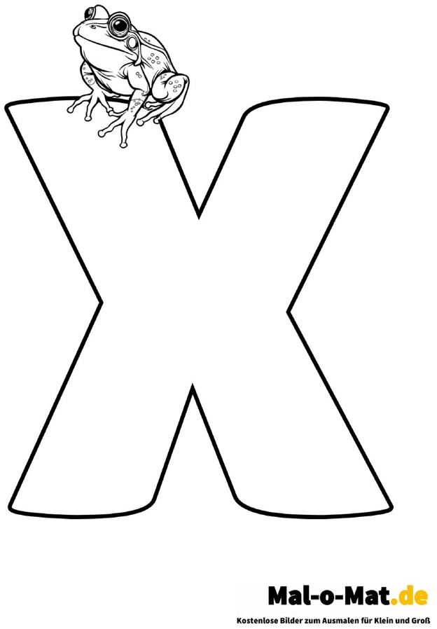 malvorlage-frosch-auf-buchstaben-x
