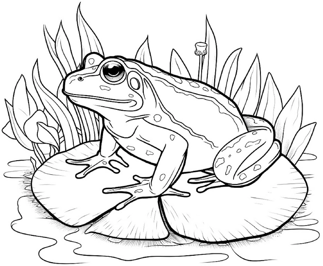 malvorlage-frosch-auf-einem-seerosenblatt