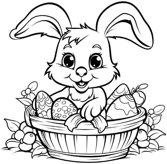 malvorlage-fruehling-hase-ostereier