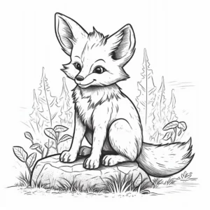 malvorlage-fuchs-auf-einem-felsen-in-der-natur