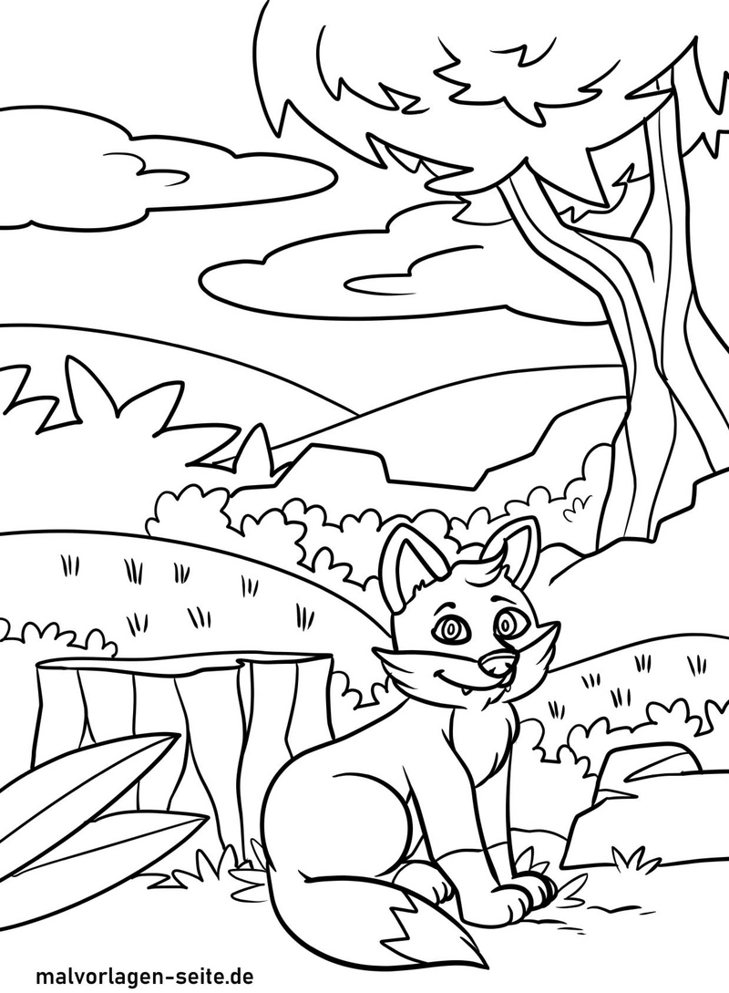malvorlage-fuchs-in-der-natur