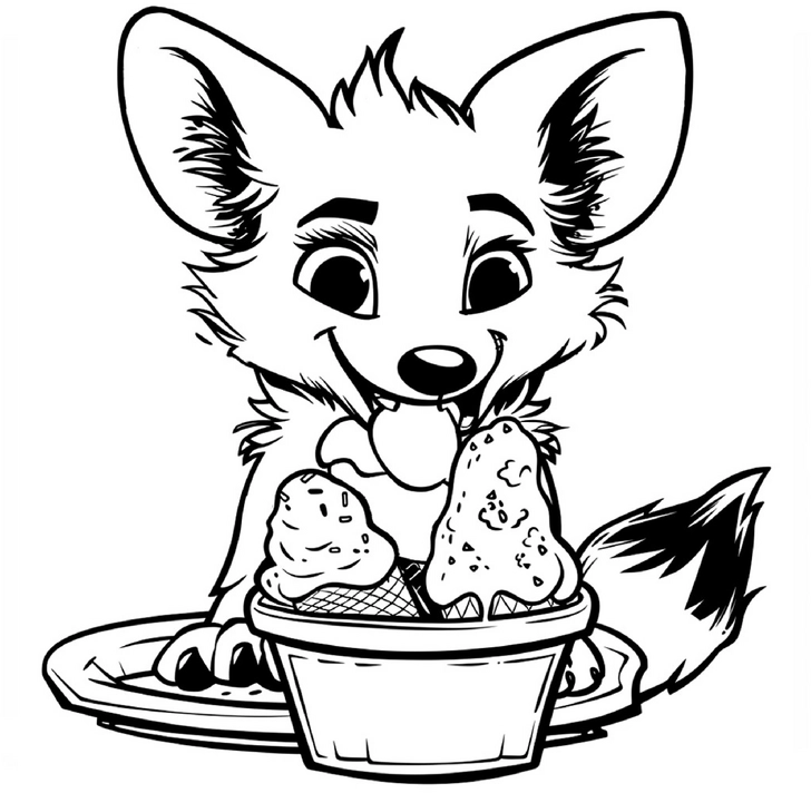 malvorlage-fuchs-mit-eis-ausmalbild